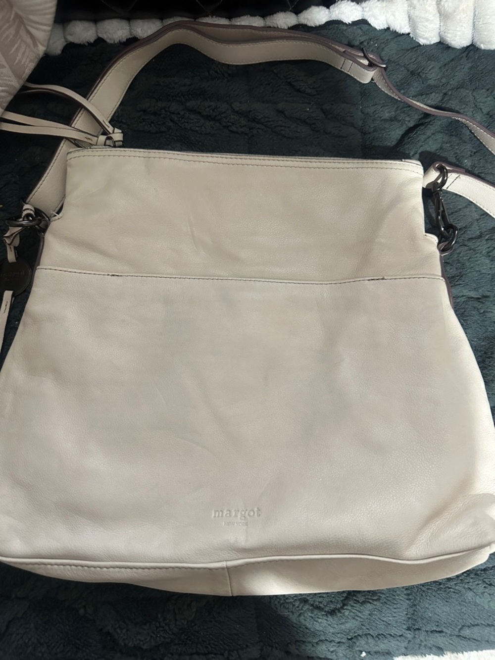 margot Cream Leather Shoulder Tote